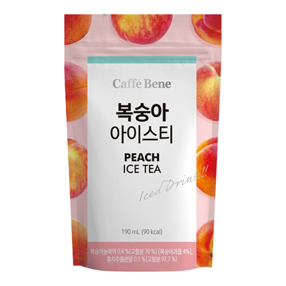 Caffe Bene Korean Pouch Iced Drink - Peach Ice Tea 190ml (Pack of 10)