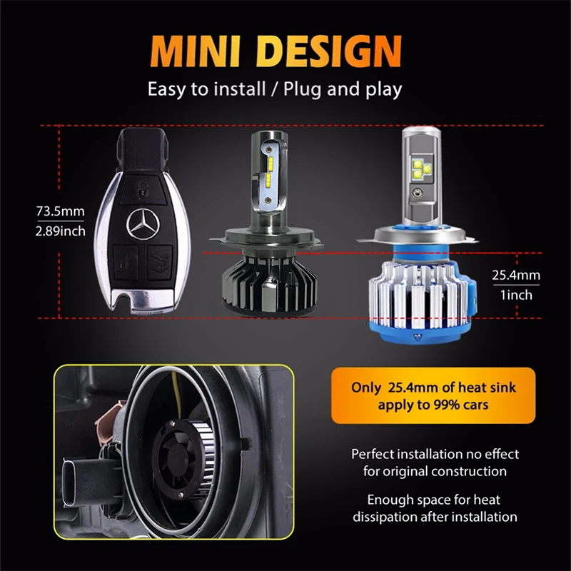 Carro led h7 farol csp 100w h4 led h1 canbus h3 h8 h9 h11 9005 9006 9012 3000k 4500k 6500k 8000k carro farol lâmpadas led