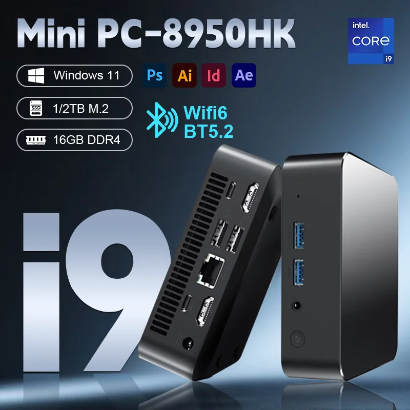 2025 Mini PC portatile Intel Core i9 8950HK Windows 11 Pro PC Intel UHD Grafica Ethernet 10/100/1000Mbps Computer desktop PC