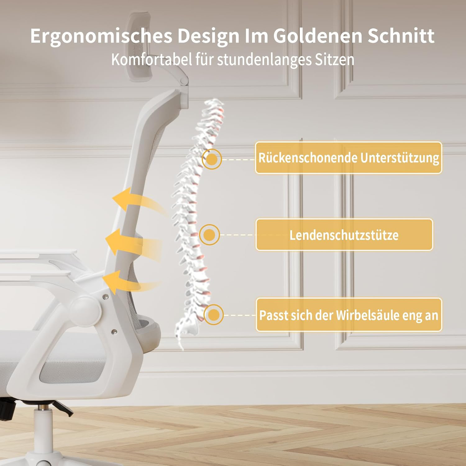 Ergonomische bureaustoel Bureaustoel met hoofdsteun Ademende hoes van gaas Lendensteun Computerstoel 360° °   Draaistoel