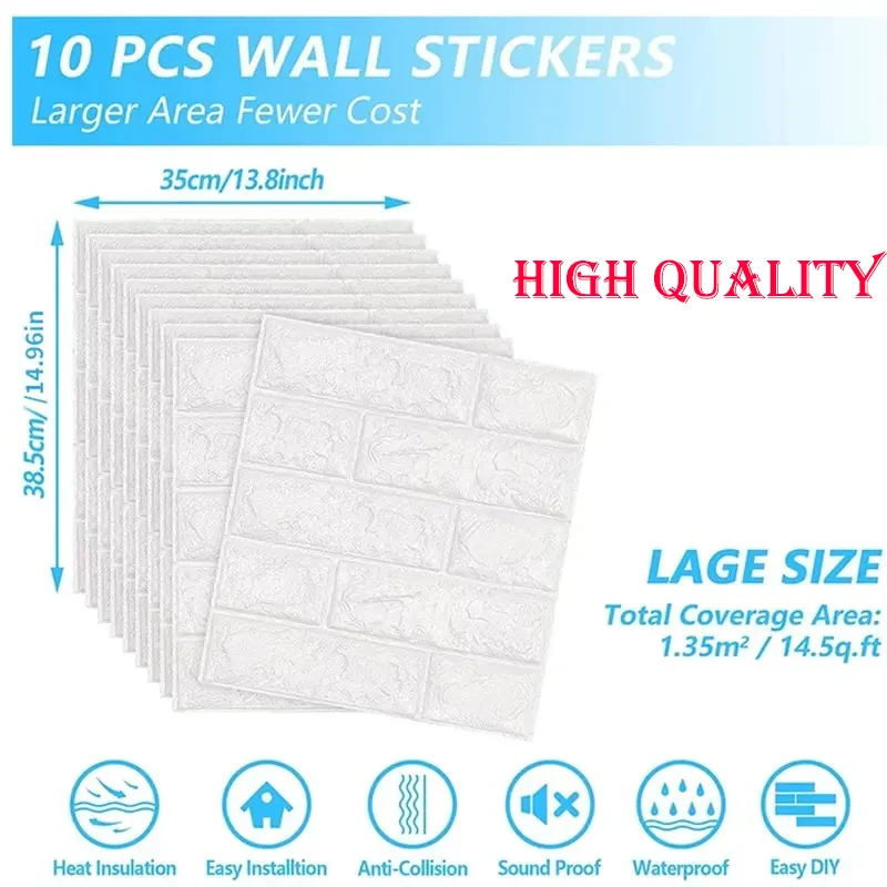 38.5 ซม.* 35 ซม.โฟม 3d วอลล์เปเปอร์ PVC ห้องนั่งเล่นตกแต่งบ้านอิฐรูปแบบ Self - กาวแผงสติ๊กเกอร์ติดผนังกันน้ํา