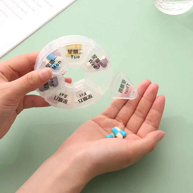 Draagbare Pillendoosje Plastic 7 Dagen Tablet Vitamine Kleine Pillendoosje 1 Week Raster Plastic Doos Kleur Transparant Pillendoosje Opslag Tablet