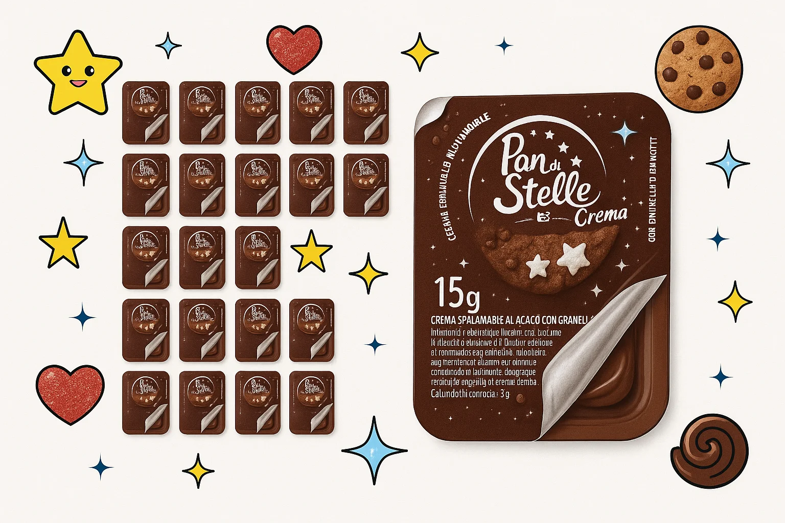 Krem kanapkowy monoporcja zestaw orzechowy krem z kakao włoski krem czekoladowy 40x15g - Pan di Stelle