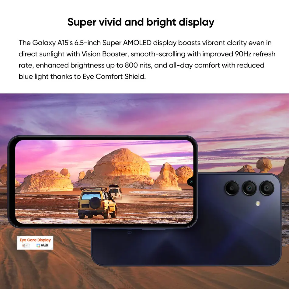 Novo smartphone samsung galaxy a15 4g mtk 4gb 128gb 50mp câmera tripla 6.5 ''90hz display super amoled 25w 5000mah bateria nfc