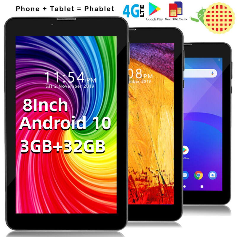 1920 x 1200 Pixel 8 Zoll Android 10 Tablet 3 GB RAM 32 GB ROM 10-Core MTK6797 4G Telefonanruf Dual SIM Karte WIFI Unterstützung GPS Bluetooth