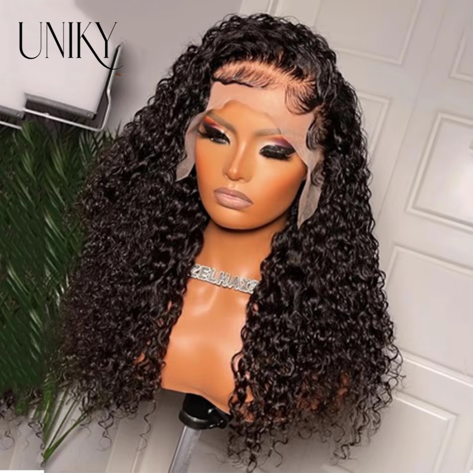 제리 곱슬 레이스 프런트 가발 13x4 투명 레이스 가발 여성용 cabelo humano 원래 브라질 DeepKinky 곱슬 인간의 머리 가발