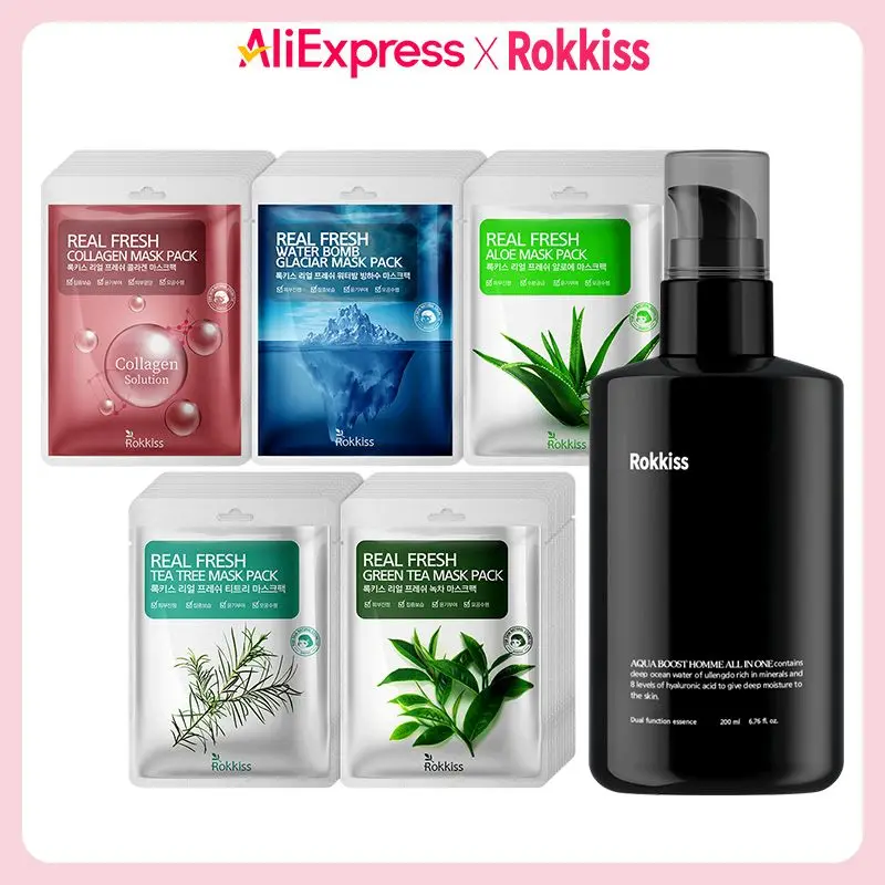 록키스 아쿠아 부스트 옴므 올인원 200ml, 1개입 + 혼합 마스크팩 50매입