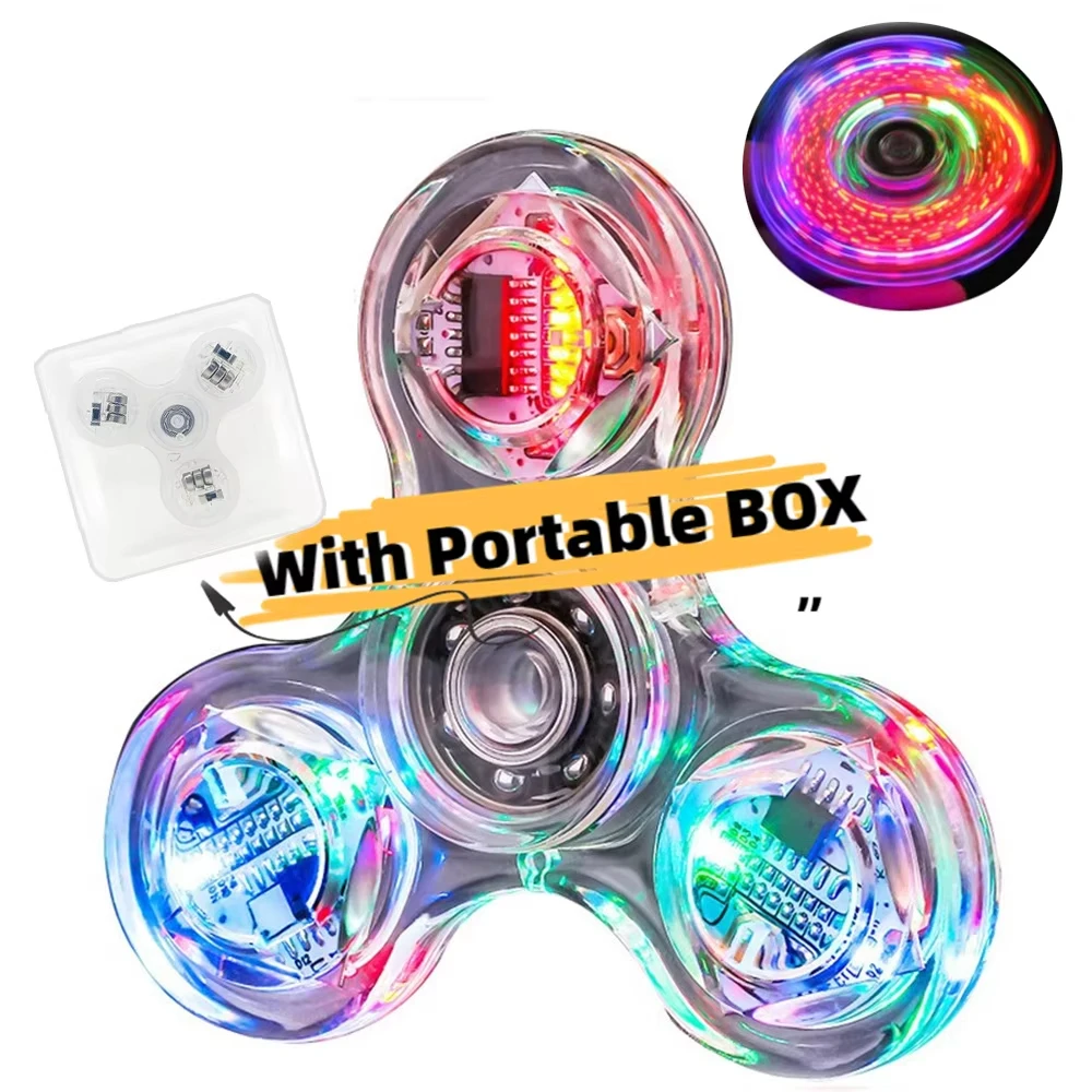 ไฟ LED Fidget Spinner Luminous Finger ความเครียดบรรเทาของเล่น Hand Top Spinners Glow in Dark Light วันเกิดคริสต์มาสของขวัญ