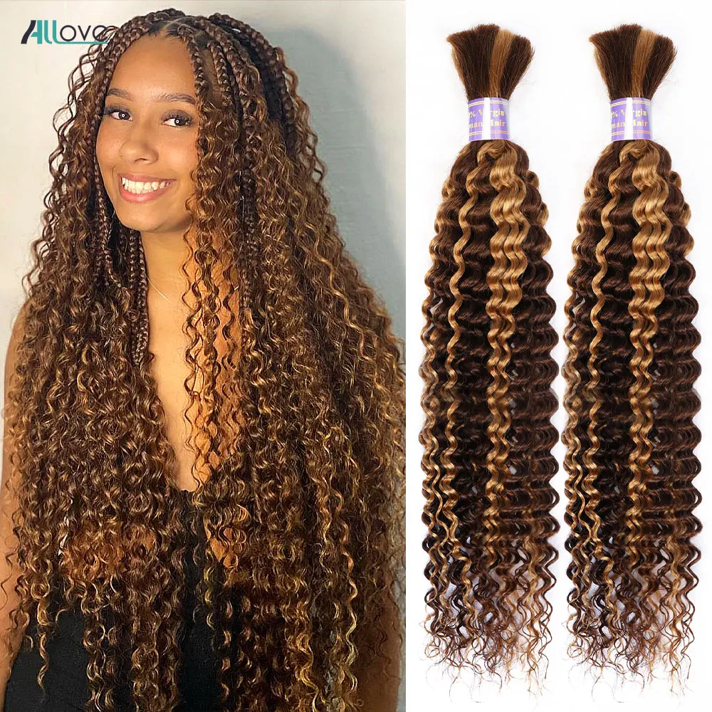 Destaque em massa cabelo humano para trança 4 27 ombre loira onda profunda pacotes de cabelo humano sem trama pacotes para extensões de cabelo feminino