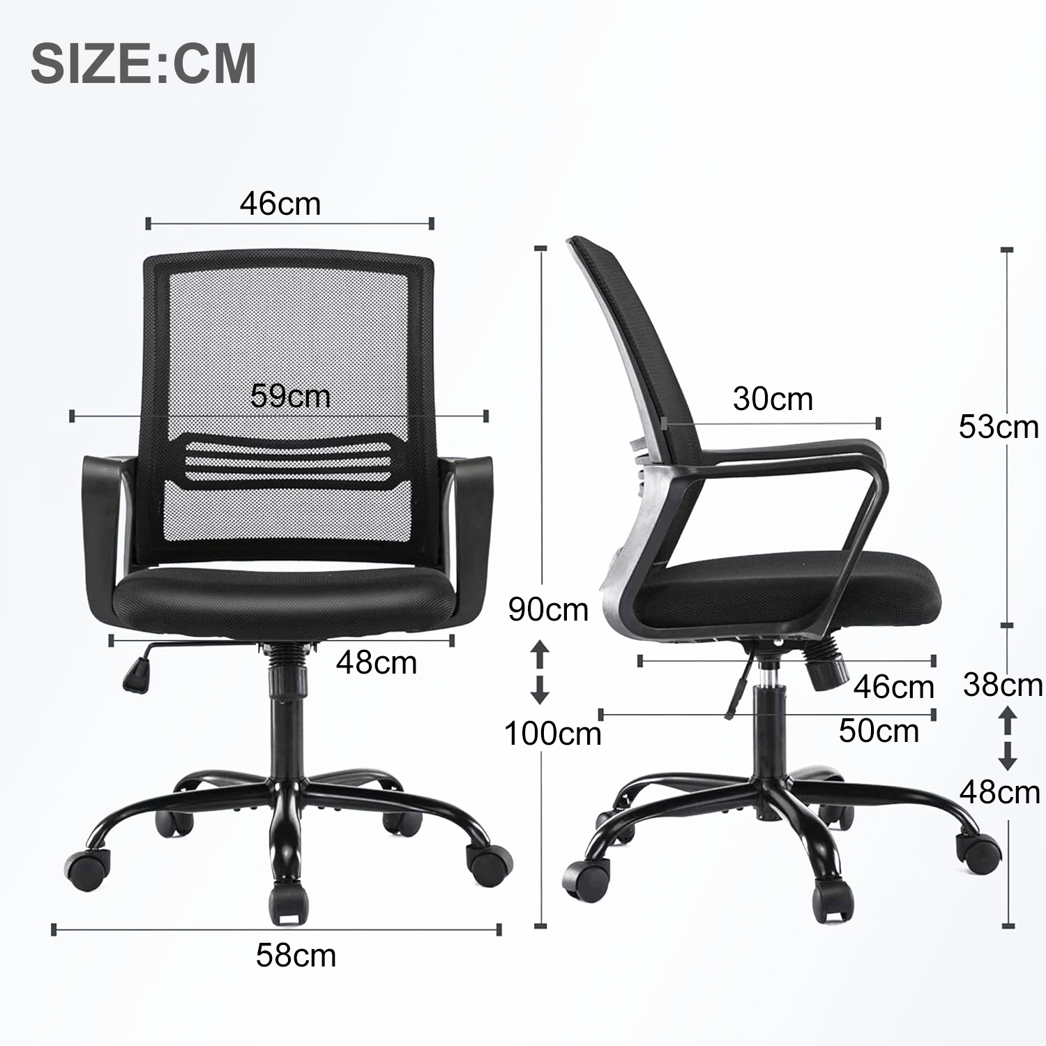 mcc direct Adjustable Office Chair w/Padded Seat Cushion, Height Adjustable Computer Chair w/Lumbar Support and Swivel Rocking