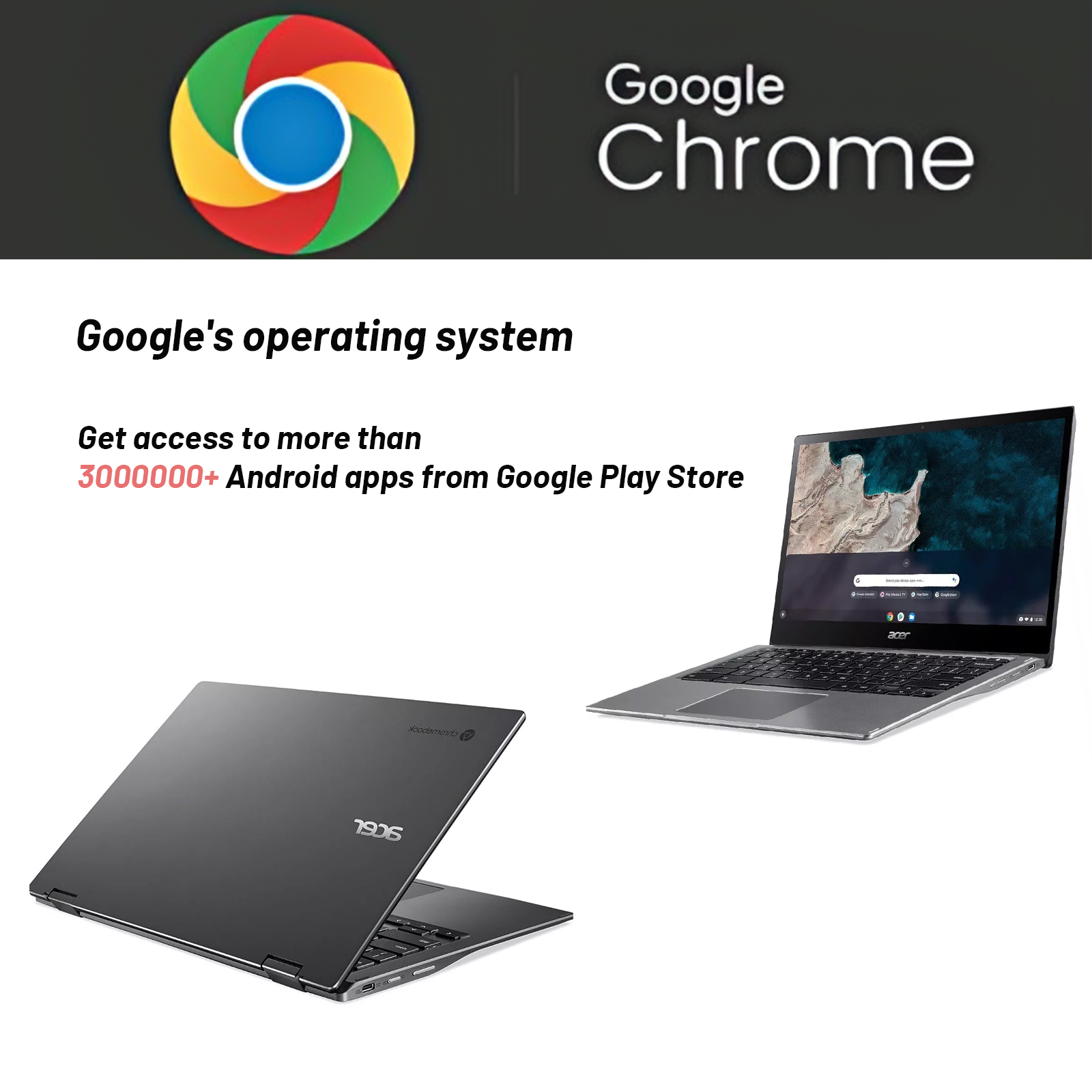 acer 13.3" Chromebook Laptop, Spin 513 1080 FHD IPS Corning Touchscreen, 4GB LPDDR4 RAM, 64GB EMMC, Qualcomm Snapdragon 7