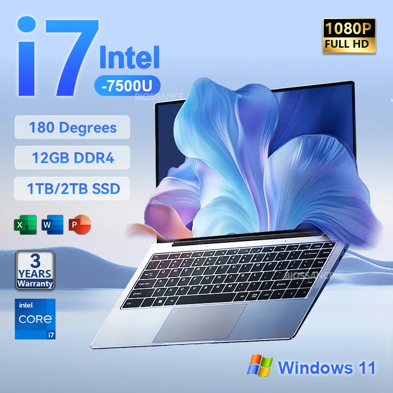 2025 Nuovo computer portatile i7 PC Gamer Intel Core i7 7500U Home Study Notebook PC 14.1 "Windows 11 Pro Laptop da ufficio ultra sottili