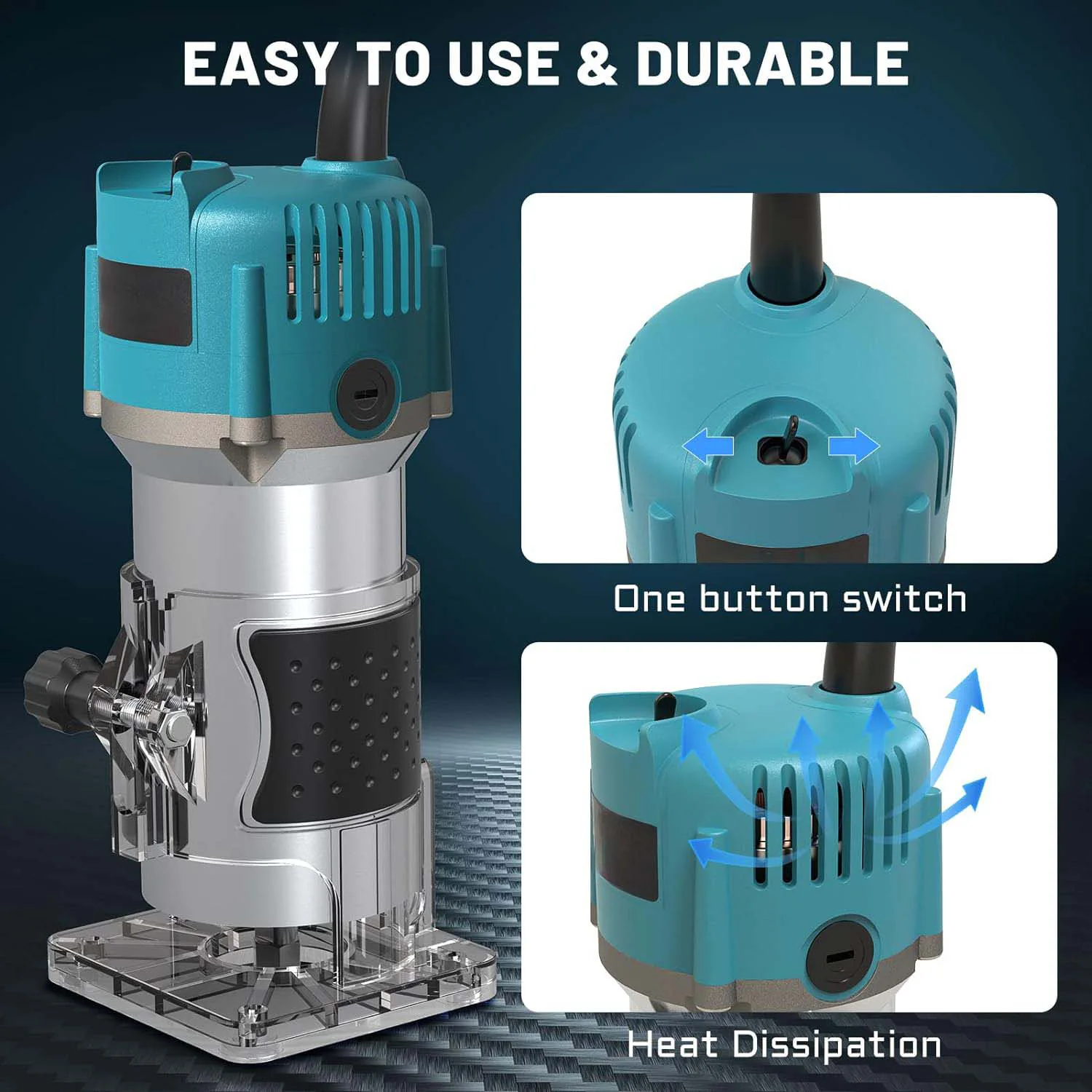 Tondeuse électrique pour charpentier, outil de coupe de fraisage, 800W, 30000 tr/min, machine de calcul, 1/4 pouces