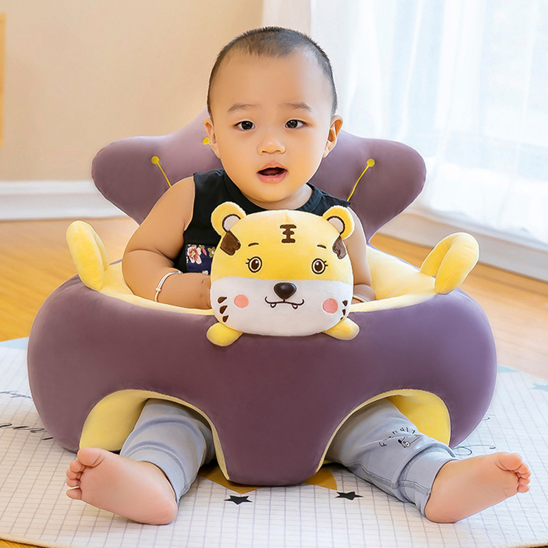 Funda de asiento de apoyo para sofá de bebé, silla de felpa, aprender a sentarse, cómoda, nido de dibujos animados para niños pequeños, lavado sin relleno, cuna