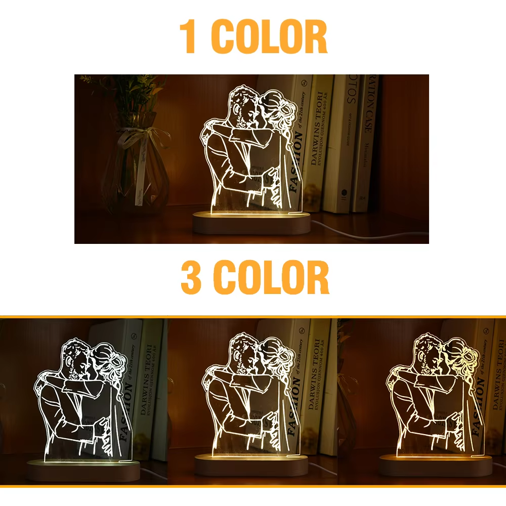 Dropshipp Customized 3D Photo Lamp Support Engraving Base Text Anniversary Birthday Christmas Custom 3D Night Light Love Gifts