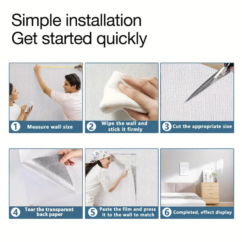 50 cm wasserdichter Leinen-Wandaufkleber, selbstklebende Tapetenrolle, geeignet für Küche, Schlafzimmer, Wohnzimmer, Hintergrunddekoration
