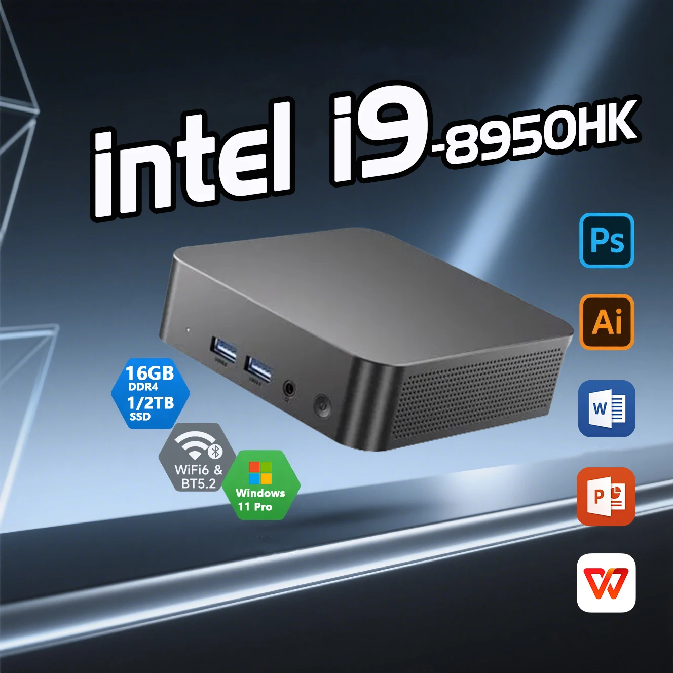 Mini computer Intel Core i9 8950HK 16GB DDR4 1TB SSD PC Gamer PC Dual WIFI 6 BT5.2 4K HD Mini Gaming Pc Desktop