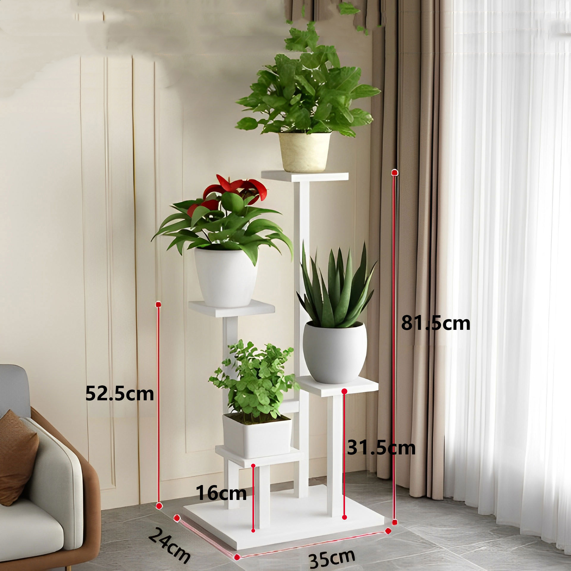1 Estantes de madera para plantas flores, soporte para macetas, Soporte múltiple para macetas, organizador de exhibición para interiores , estante para macetas, jardín y balcón