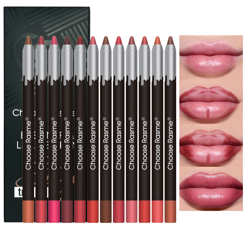 Matte Lip Liners Set, 12 cores sortidas, Gift Set, de longa duração, 12 pcs