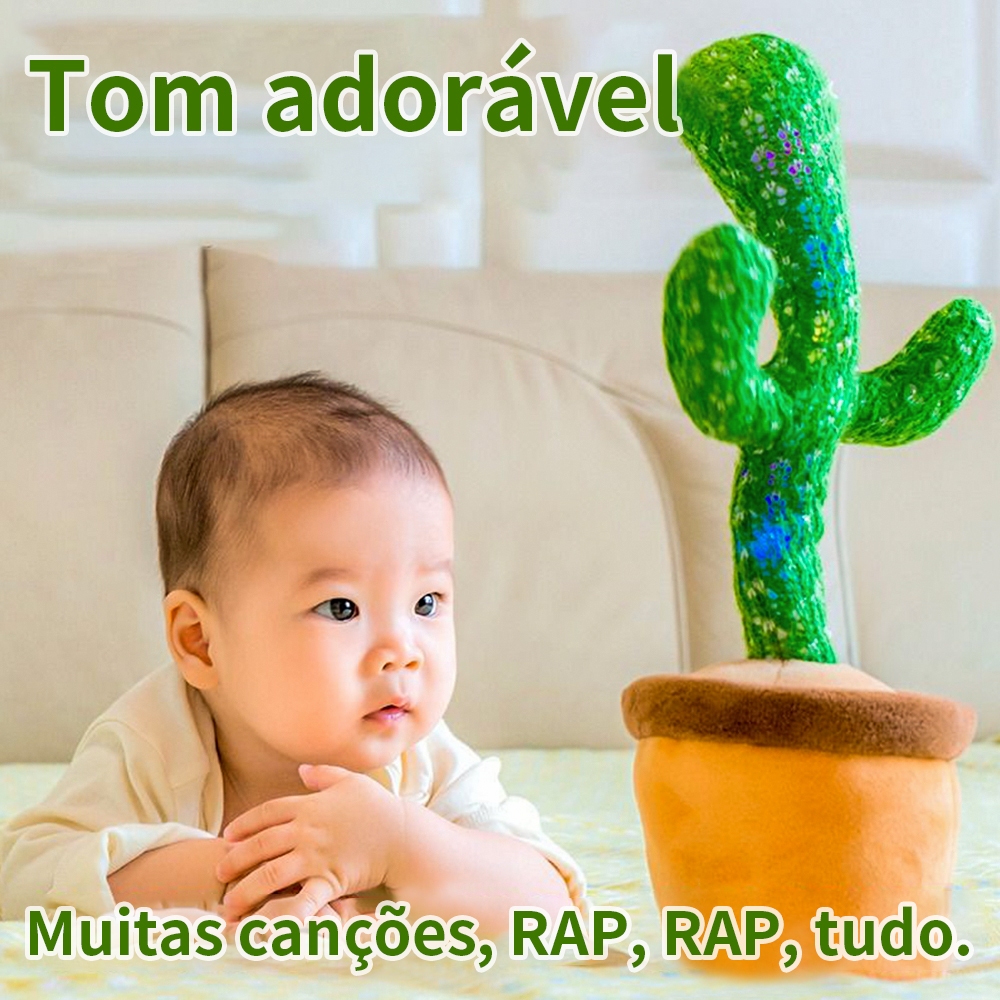 Cacto Dançante Falante Interativo com Som Musicas Repete Música, Dança, Luzes