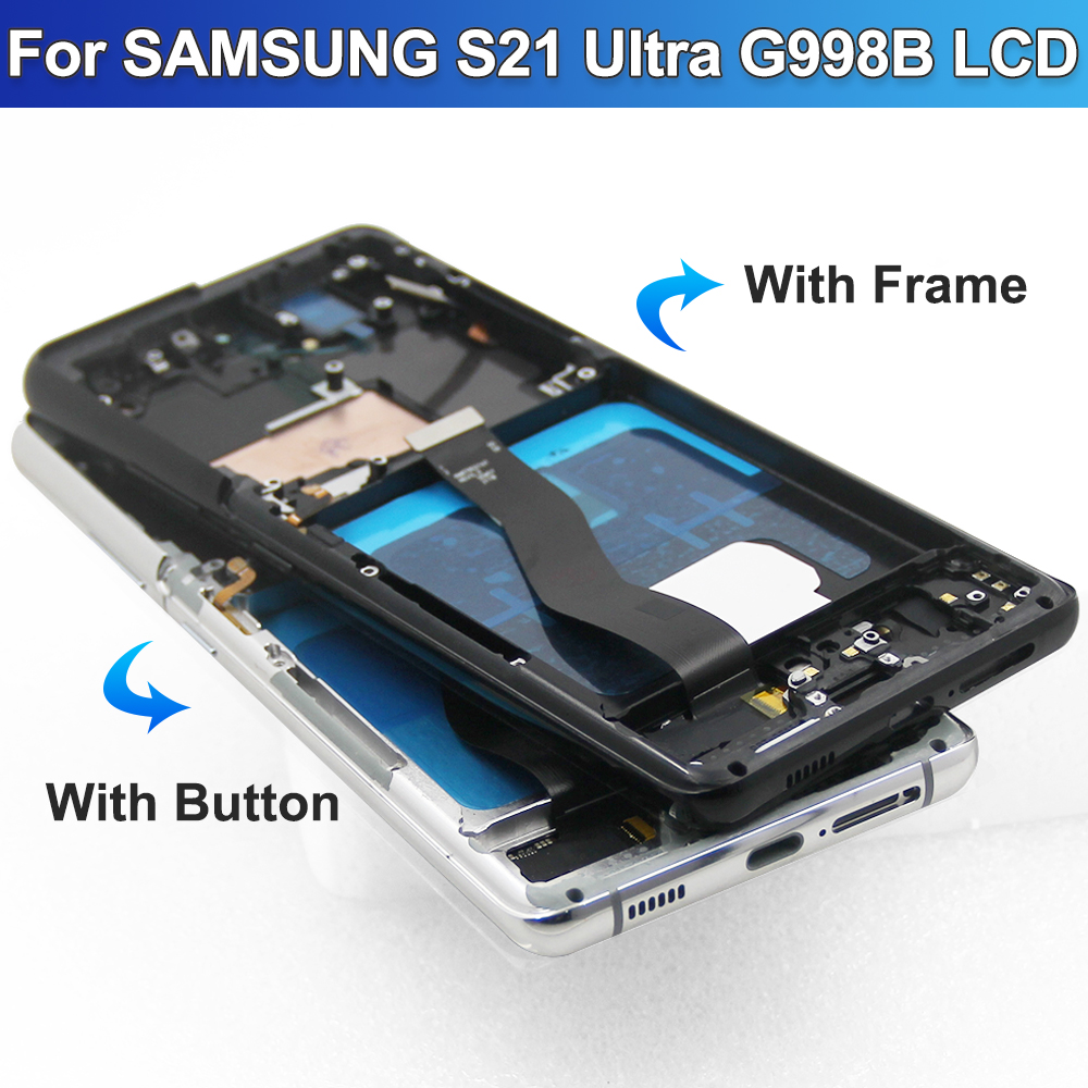 S21 ultra amoled bildschirm ersatz für samsung galaxy s21 ultra 5g g998b g998b/ds lcd display digitaler touchscreen mit rahmen