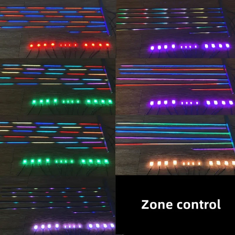 Universal hc22 neon luzes ambientais do carro rgb 64 cores universal led interior escondido tira acrílica sinfonia atmosfera lâmpada