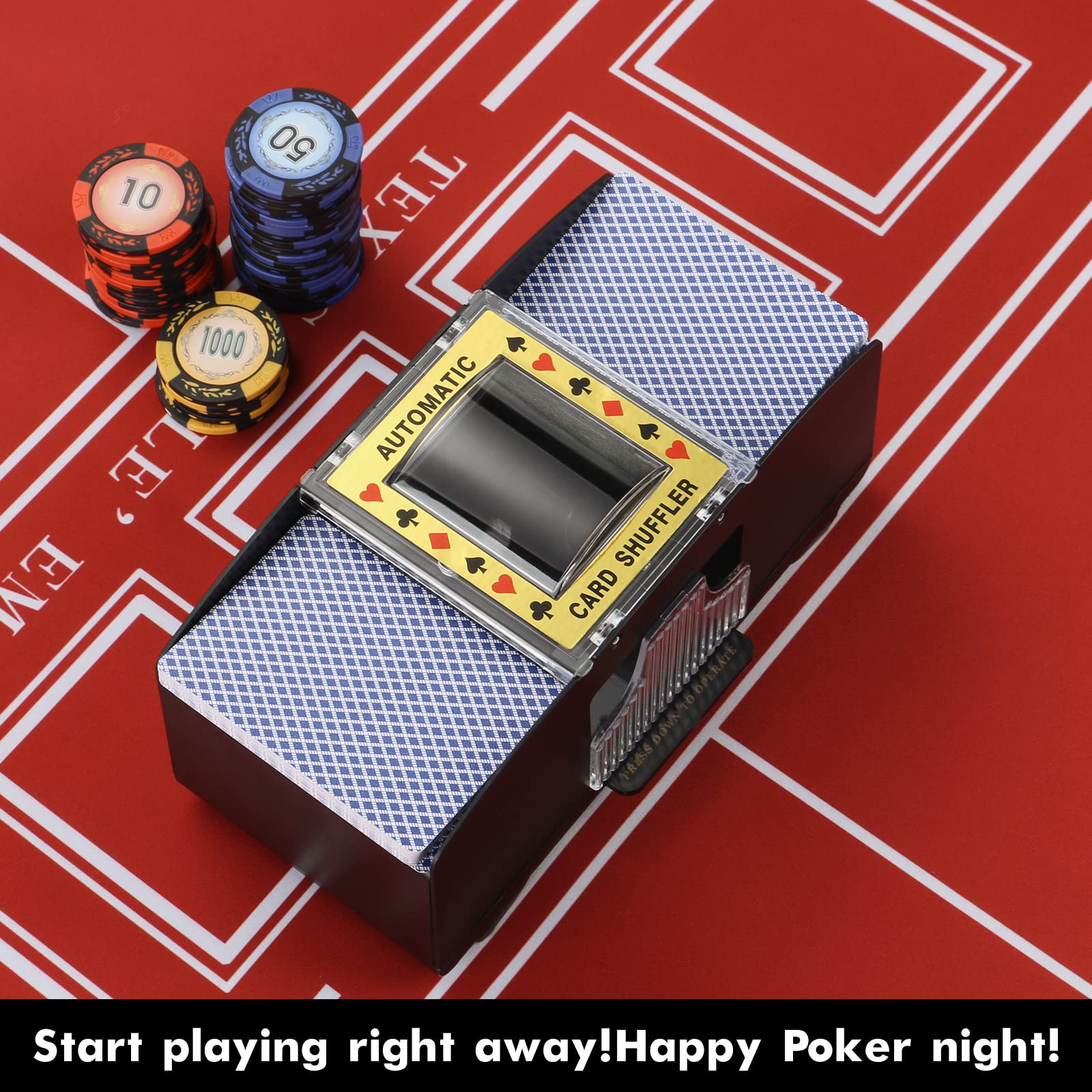 Máquina de cartas automática 2 em 1, 2 baralhos, cartas de jogo, texas, negociação, operado por bateria, jogos de mesa multiplayer