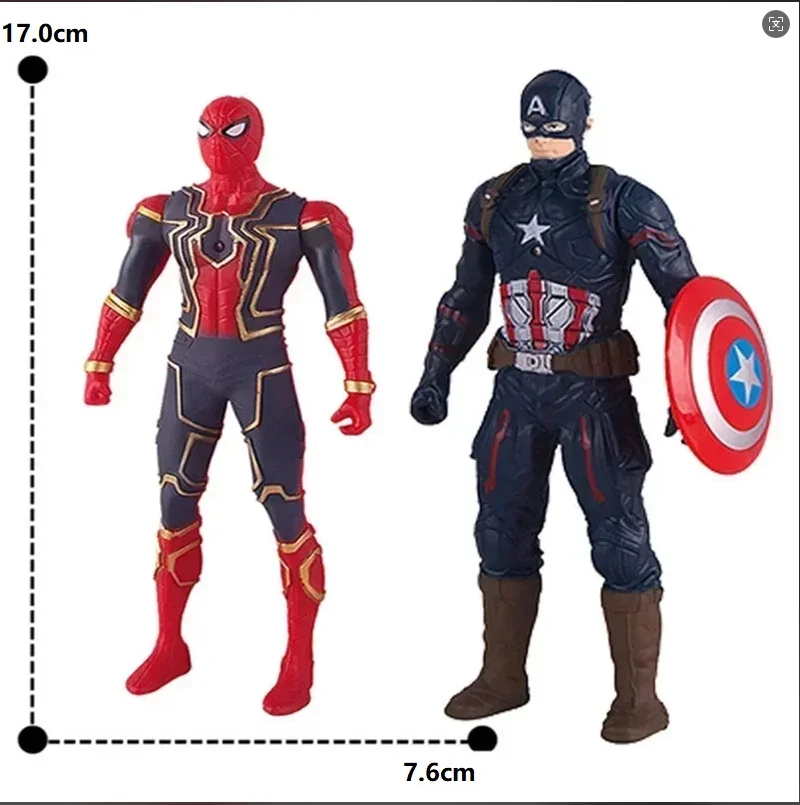 17 センチメートル子供のおもちゃマーベルアニメフィギュアスパイダーマンハルクアクションフィギュアアイアンマン漫画子供のおもちゃクリスマスギフトグロー人形趣味