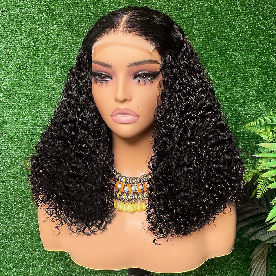 Baby Hair 4x4 Short Curly Human Hair Bob Wigs Water Curly 13x4 Lace Front Human Hair Wig Deep Wave Wig Human Hair 200% For Women