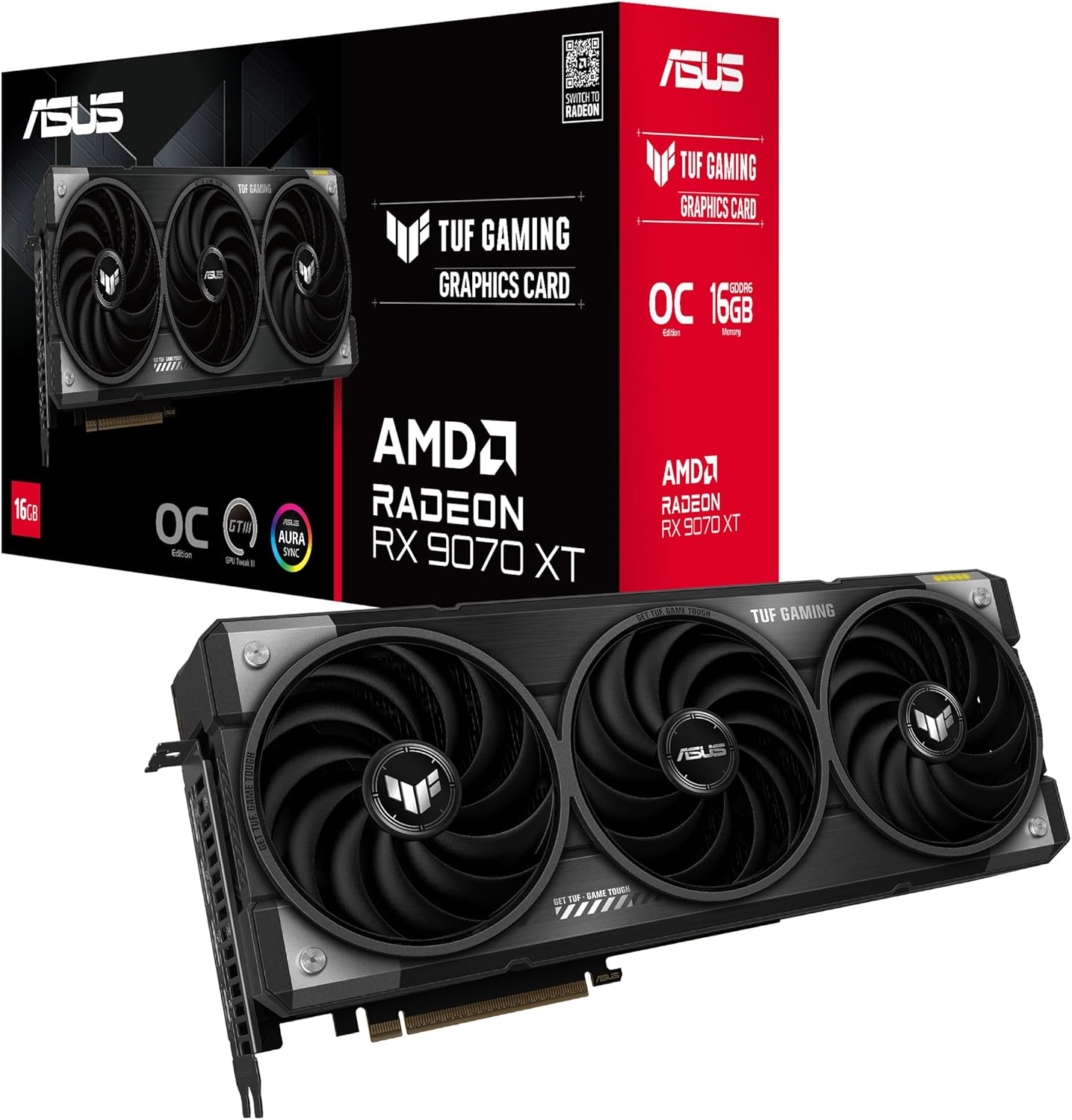NOVA placa gráfica para jogos ASUS TUF Gaming Radeon RX 9070 XT OC Edition 16GB GDDR6 (PCIe ®   5.0, 16GB GDDR6, HDMI_DP 2.1, 3.12