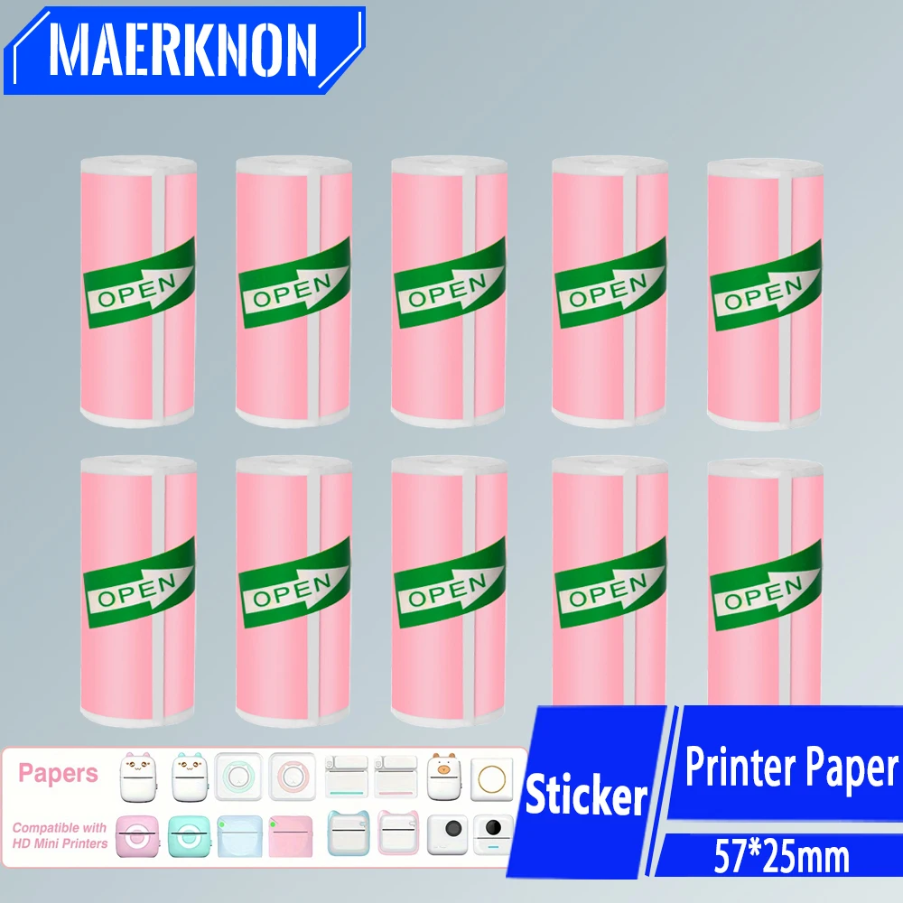Papel térmico hd mini impressora colorida auto-adesivo rolos de papel 57mm etiqueta adesivo criança câmera imagem foto papel de impressão instantânea