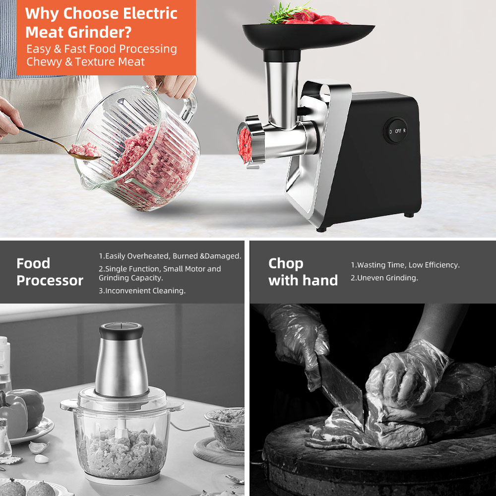 TKKEACE Zware Elektrische Vleesmolen Grinder Max Krachtige Thuis Draagbare Worstvuller Vleesmolen Baby Keukenmachine