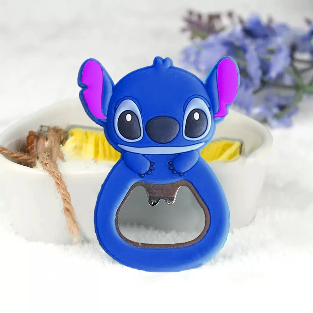 Miniso kawaii disney stitch abridor de garrafa lilo & stitch periférico ímã de geladeira dos desenhos animados multifuncional abridor de garrafa de cerveja