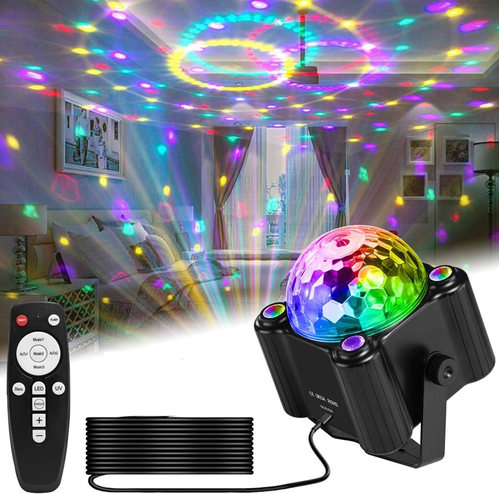 Luzes de festa dj bola de discoteca luzes de voz controlada estroboscópica palco luzes coloridas aniversário natal desempenho festa decoração