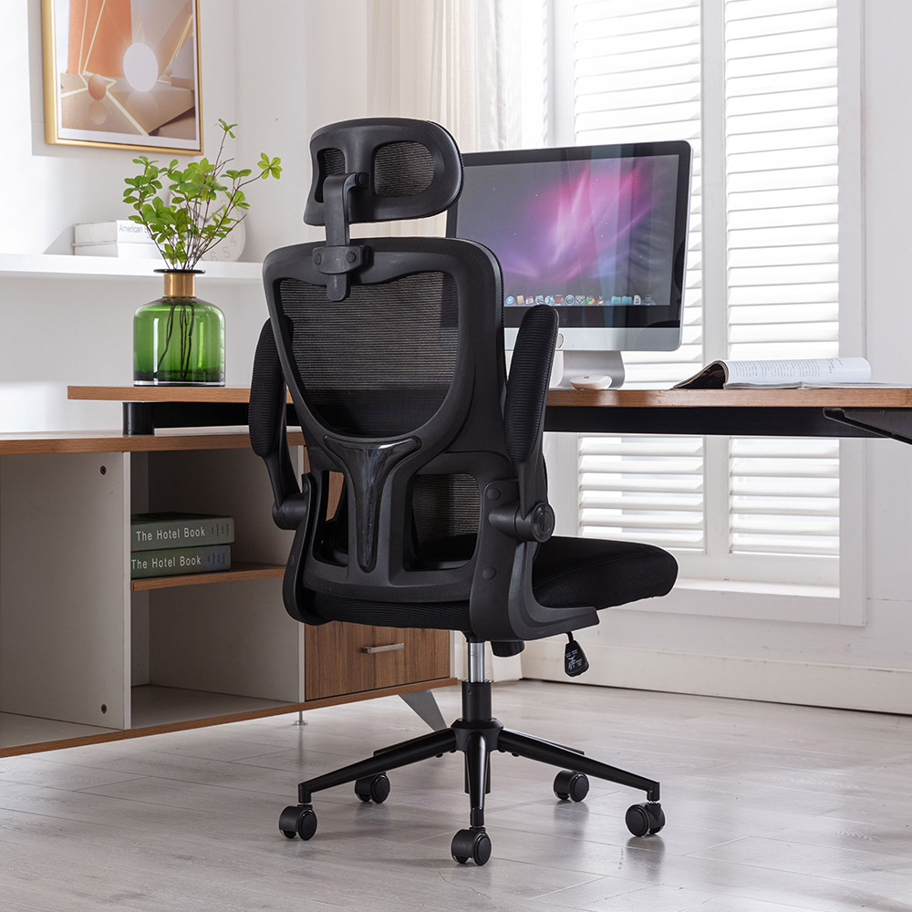 No.28 메쉬 플립형 팔걸이 요추지지 컴퓨터 사무용 책상 게이밍 의자