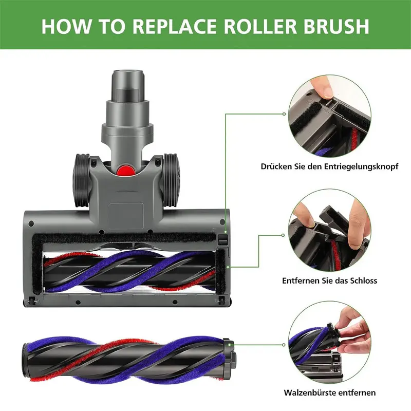 หัวแปรงสําหรับเครื่องดูดฝุ่นไฟฟ้า Dyson แปรงทําความสะอาดสําหรับ Dyson V7 V8 V10 V11 V15 เปลี่ยนชิ้นส่วนพร้อมชุดแปรงลูกกลิ้ง