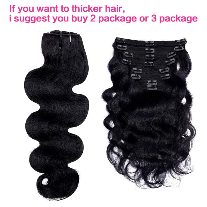 Extensions de cheveux Body Wave à Clip, cheveux humains réels, 100% cheveux brésiliens, sans couture, pour femmes, 120 grammes