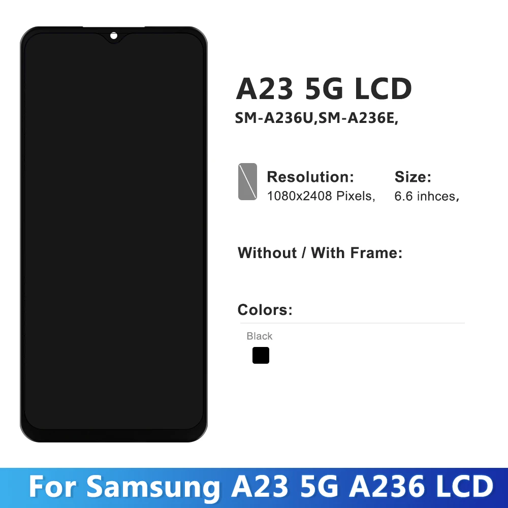 AAA Qualität Für Samsung A23 5G A236 A236B A236U LCD Display Touch Screen mit rahmen Digitizer Montage Für Samsung a236U1 Bildschirm