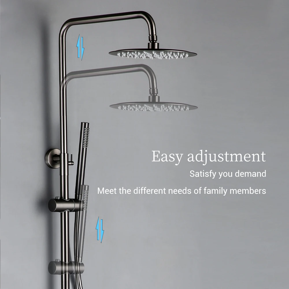 Kệ Treo Tường Van Hằng Nhiệt Hệ Thống Bagnolux Chải Xám Đồng Mưa Vòi 8 - 12 "Top Đầu Xịt Nhà Tắm bộ Vòi Tắm Hoa Sen