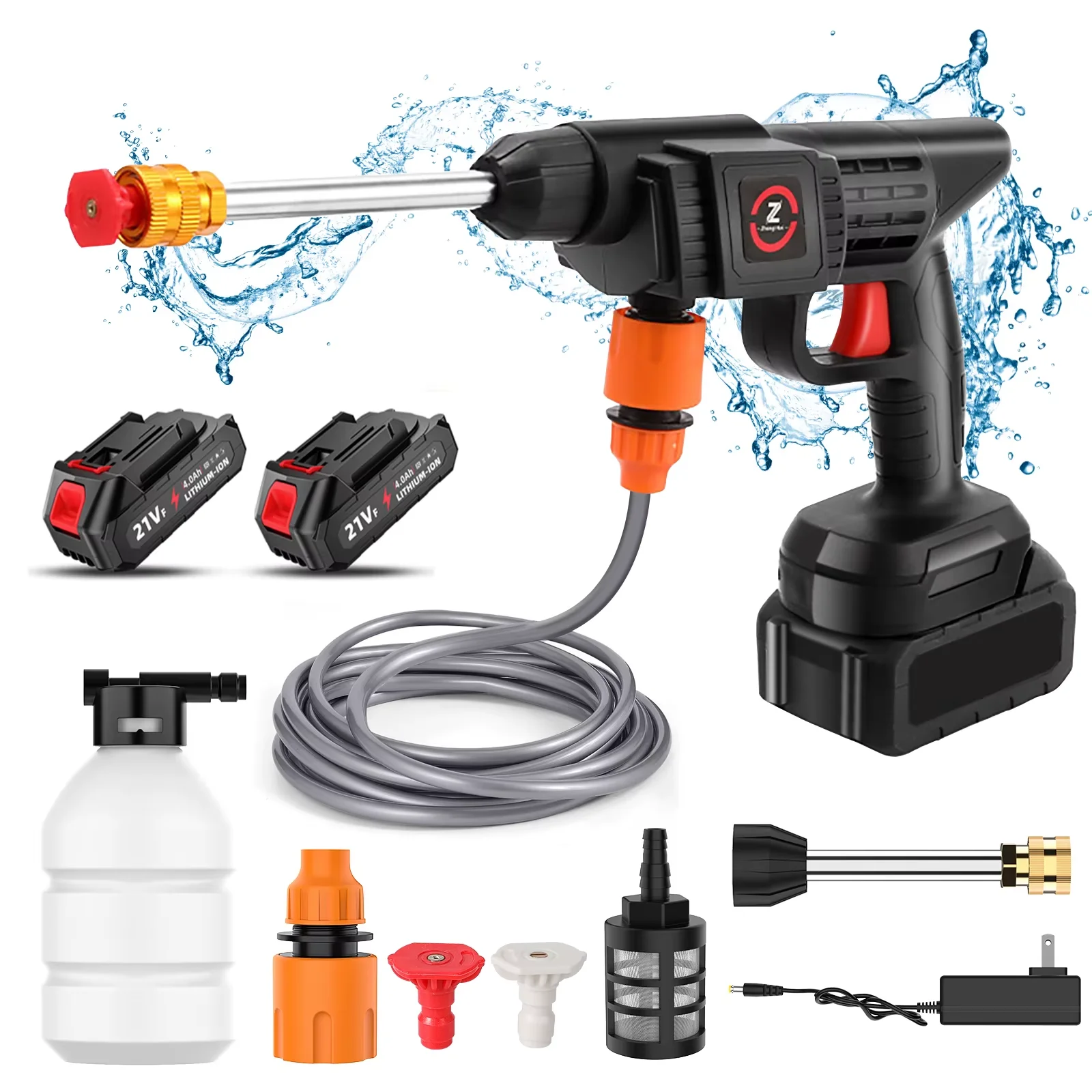 Pistola ad acqua ad alta pressione senza fili 21V 50bar Schiuma wireless produce pistola per autolavaggio 50BAR per macchine utensili da giardino per auto