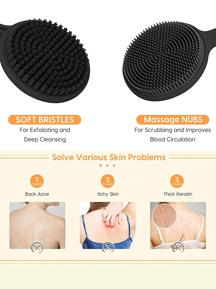 Soft Body Scrubber อาบน้ํา Exfoliating Scrubs ยาวแปรงอาบน้ํา Exfoliator เครื่องนวดผิวแปรงทําความสะอาดอุปกรณ์ห้องน้ํา