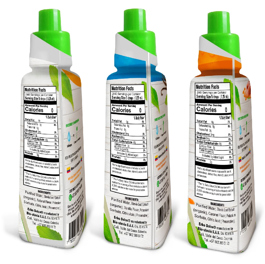 (4packs) Erba Dolce Stevia Liquid Sweetener 3 Flavor Pack