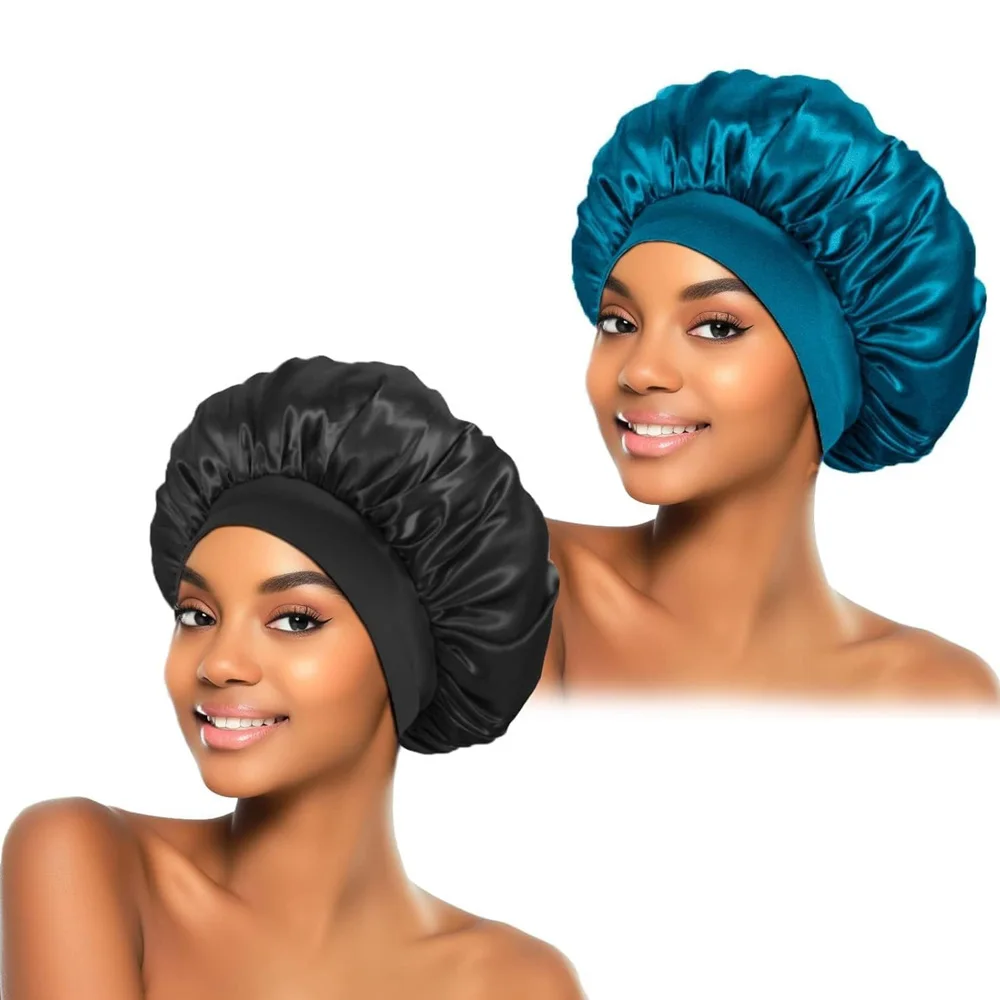 Recém cetim noite touca de cabelo feminino sólido chapéu de dormir cuidados com o sono gorro de noite para mulher unisex boné