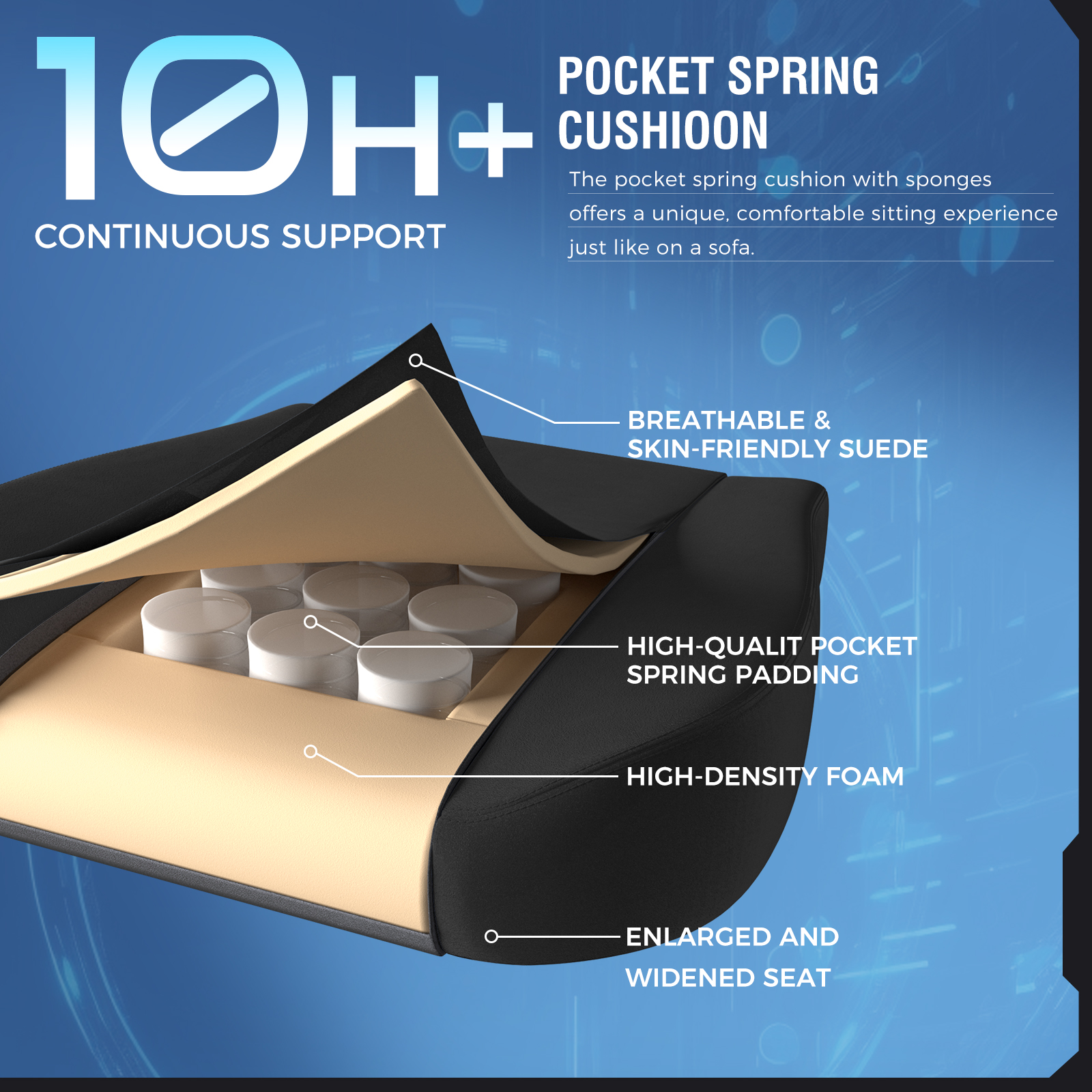 GTPLAYER Ergonomiczny Fotel Gamingowy z Odchylanym Oparciem 160°, Oddychające Krzesło Biurowe z Wysuwanym Podnóżkiem i Materiałem Wysokiej Jakości