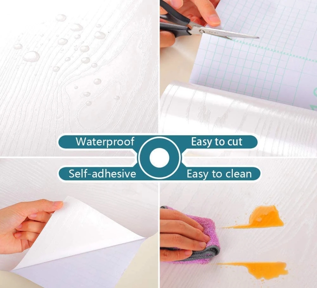 หนากันน้ําไม้สติกเกอร์ Self-กาว PVC ตู้เสื้อผ้าตู้เดสก์ท็อปเก่าประตูเฟอร์นิเจอร์สติ๊กเกอร์ติดผนังม้วน