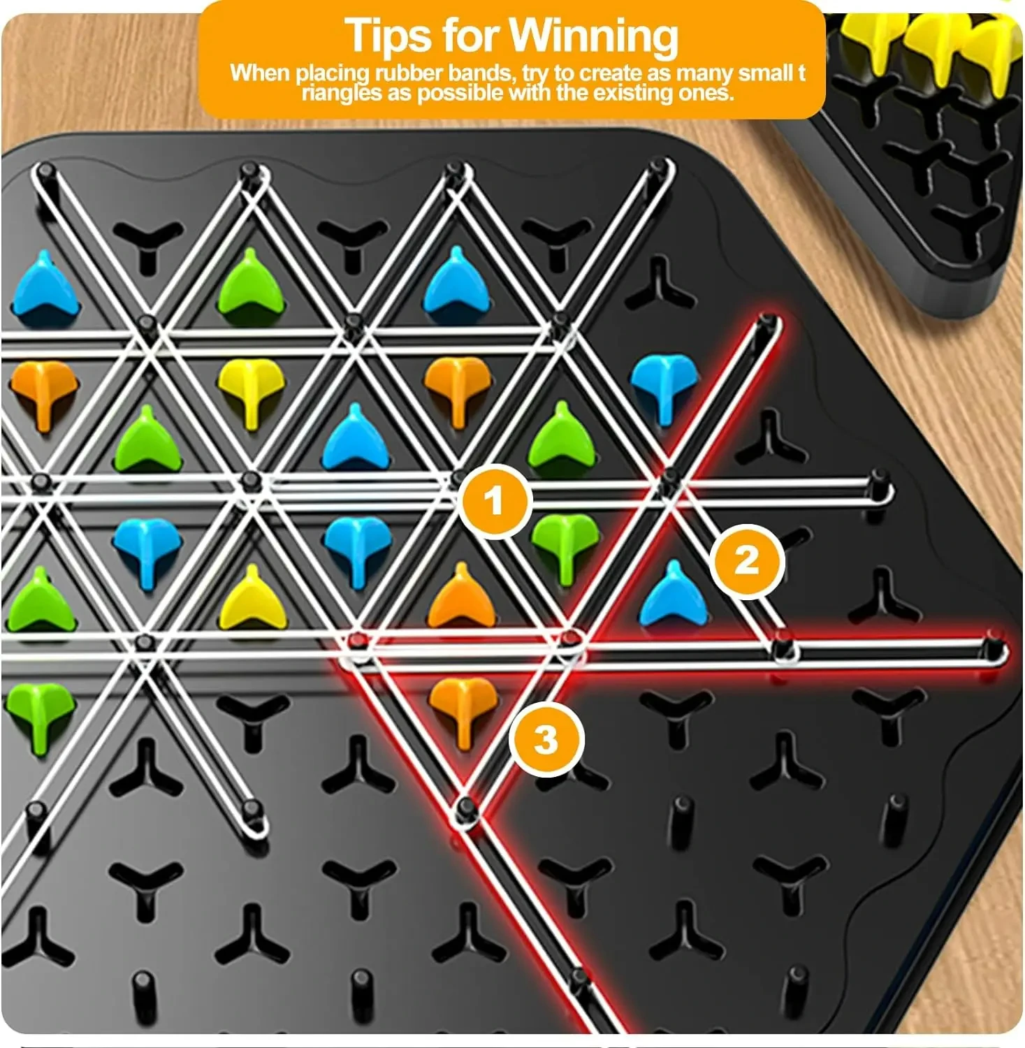 Chain Triangle Chess Game Triggle Rubber Band Game Educational Interactive Game Battle Set For Family Party Gift