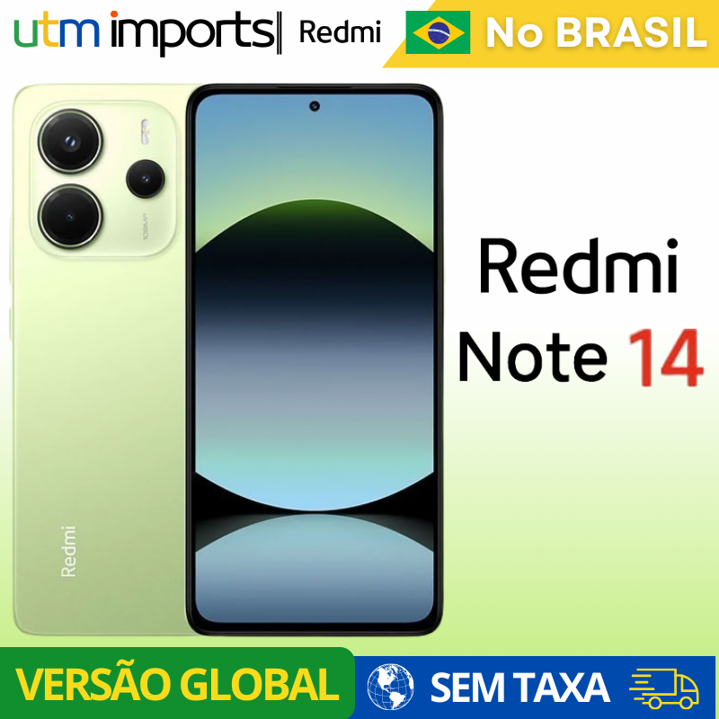 Xiaomi Redmi Note 14 256gb 8gb, 128gb 6gb, Versão Global, 4G, ROM Global, Estoque Local