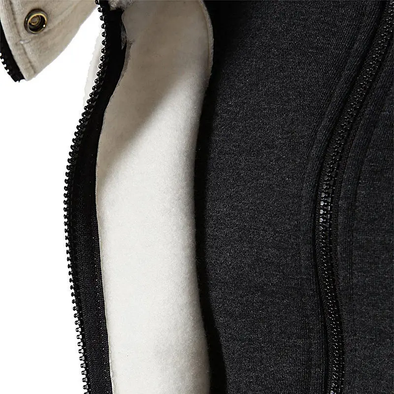 Chaquetas con cremallera para hombre, abrigos informales de lana para otoño e invierno, chaqueta Bomber con cuello y bufanda, prendas de vestir con capucha a la moda para hombre, Sudadera con capucha ajustada 2023