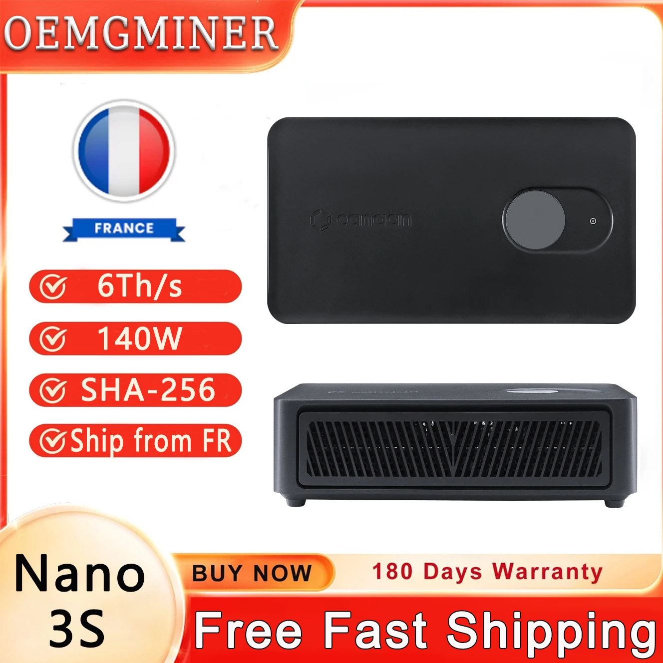 EU Stock Canaan Avalon Nano 3S 6Th/s 140W BTC Miner Nowy Koparka Bitcoinów Ogrzewacz Domowy Biurowy Koparka Asic z Zasilaczem do Użytku Domowego