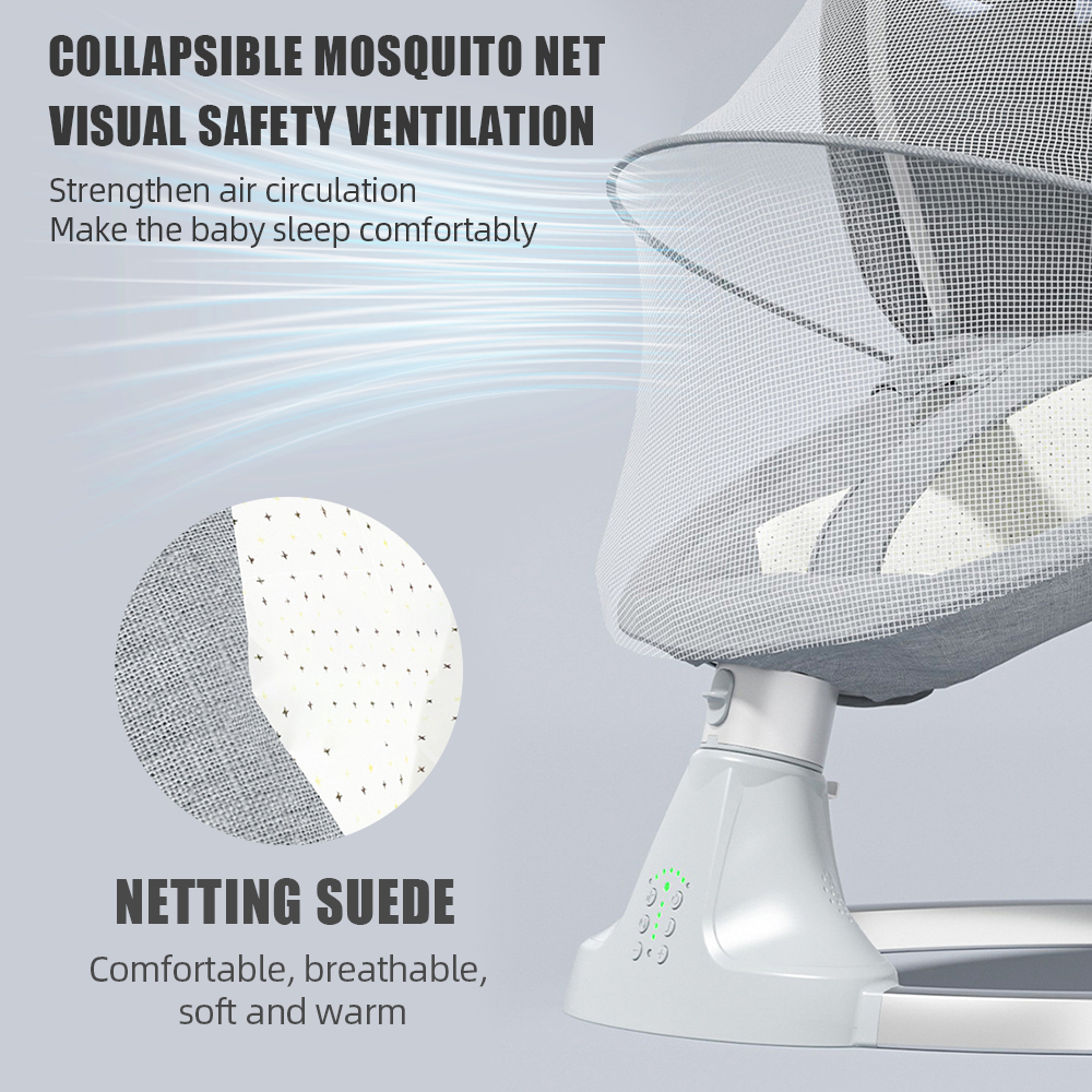 Cama de bebê elétrica de luxo balanço elétrico shaker reclinável cadeira de balanço automático cinto de cinco pontos com controle remoto